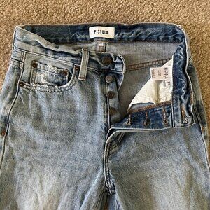 PISTOLA Charlie High Rise Straight Ankle Jean Distressed Light Wash 24 Near New